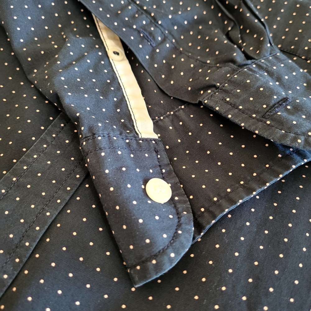 Old Navy Classic Navy Blue Polka Dot Men's Shirt - Picture 6 of 8